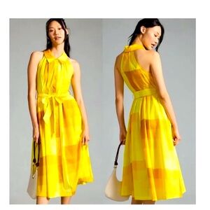 Plenty by Tracy Reese Gold Halter Buttondown Shirt Dress NWT Sz XL